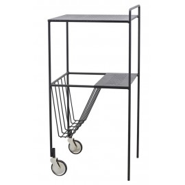 Designwagen aus schwarzem Metall. House Doctor Trolley Use