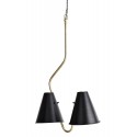 suspension madam stoltz 2 lumieres abat jour metal noir laiton