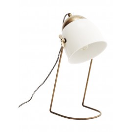 Lampe de bureau rétro métal blanc laiton Madam Stoltz