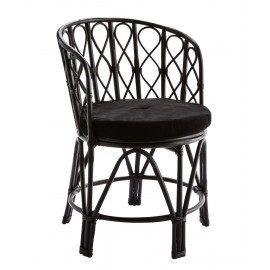 madam stoltz fauteuil bois bambou noir retro vintage 19676BL