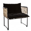 madam stoltz fauteuil retro metal noir corde coussin 21790BL