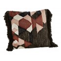 Housse de coussin franges marron rouge paprika Madam Stoltz 50 x 50 cm