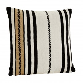 madam stoltz housse de coussin chenille rayures blanc noir 60 x 60 cm JEWC6166