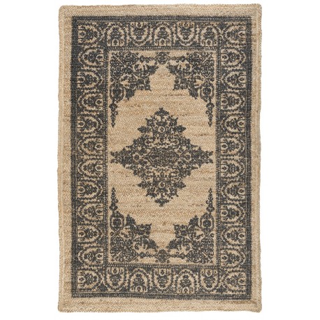 tapis rectangulaire en jute motif noir ib laursen 6839-00