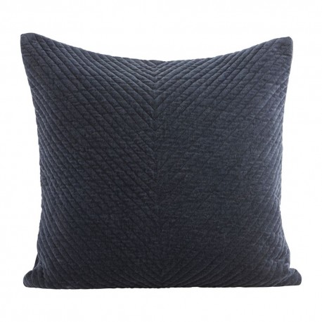 house doctor housse de coussin velours bleu cotele relief 50 x 50 cm