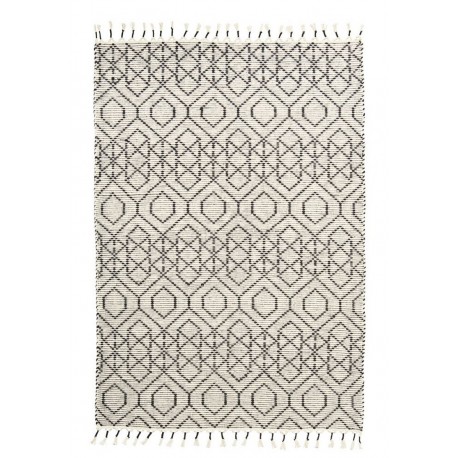 house doctor reverse tapis design coton blanc noir 140 x 200 cm
