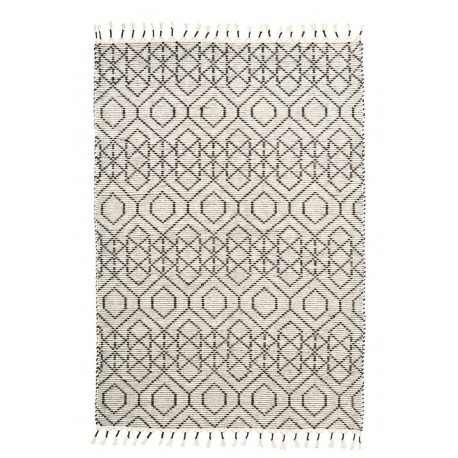 Tapis design coton blanc écru noir House Doctor Reverse 140 x 200 cm