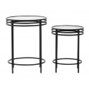 Set de 2 tables basses rondes style art déco métal noir miroir Nordal