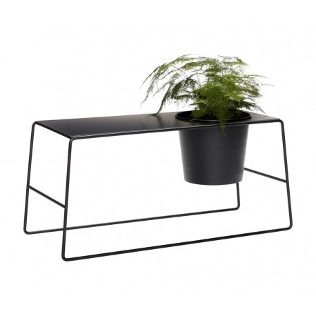hubsch table basse avec pot de fleur integre metal noir 020707