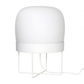 Lampe de sol design verre métal Hübsch blanc