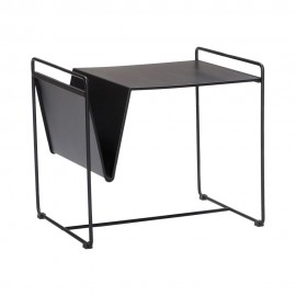 Petite table basse design avec porte-revues métal noir Hübsch