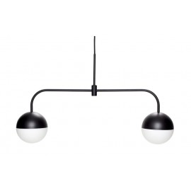 hubsch suspension design barre metal horizontale 2 boules noir blanc