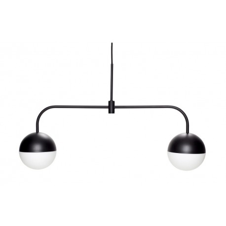 Suspension design barre horizontale métal 2 boules noir blanc Hübsch