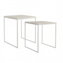 bloomingville set de 2 tables basses carrees gigognes marbre blanc galv