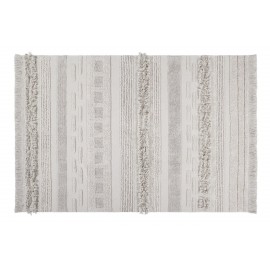 lorena canals tapis coton blanc ecru franges air 140 x 200 cm