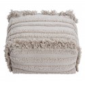 Pouf carré coton blanc écru franges Lorena Canals Air