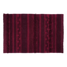 lorena canals air tapis coton rouge bordeaux franges 140 x 200 cm