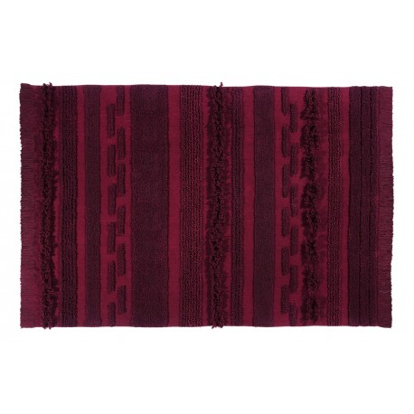 lorena canals air tapis coton rouge bordeaux franges 140 x 200 cm