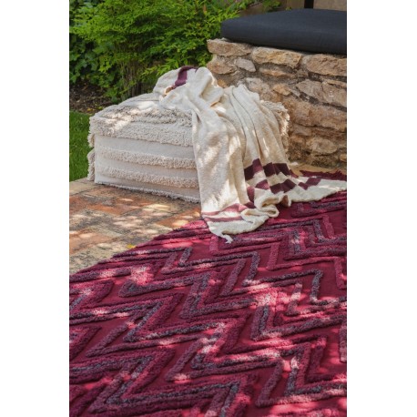 Tapis coton rouge bordeaux franges Lorena Canals Earth 170 x 240 cm