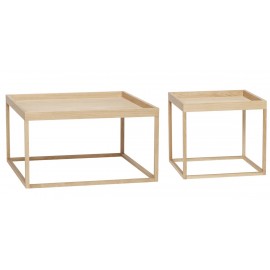 Set de 2 tables basses carrées style minimaliste scandinave bois clair Hübsch