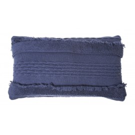 Coussin coton tricoté franges bleu Lorena Canals