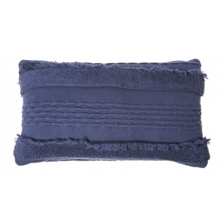 Coussin coton tricoté franges bleu cobalt Lorena Canals 30 x 50 cm