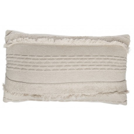 lorena canals coussin coton beige ecru franges 30 x 50 cm SC-AIR-DWH