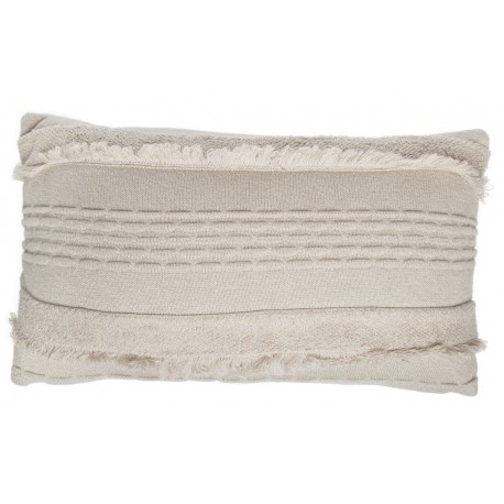 Coussin coton beige franges lorena canals 30 x 50 cm