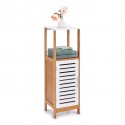 Armoire salle de bains colonne bois blanc bambou Zeller