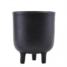 Cache-pot design noir métal alu House Doctor Jang H 18 cm