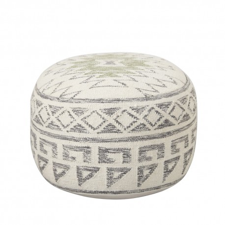 Pouf rond laine blanc gris Bloomingville Terrain