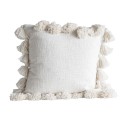 bloomingville chateau coussin pompons coton blanc 45 x 45 cm 82041098