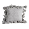 Coussin avec pompons coton gris Bloomingville Chateau