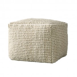 Quadratischer Pouf aus Wolle in Ecru Bloomingville Fleur de Sel