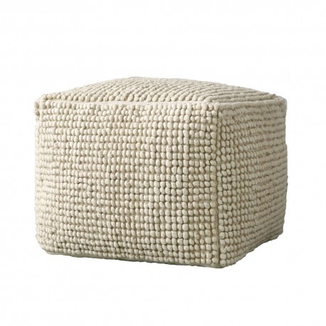 Pouf carré laine blanc écru Bloomingville Fleur de sel