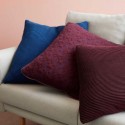 hubsch housse de coussin design bleu coton 50 x 50 cm