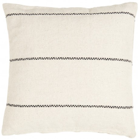 ib laursen housse de coussin carree coton blanc creme avec bandes noires