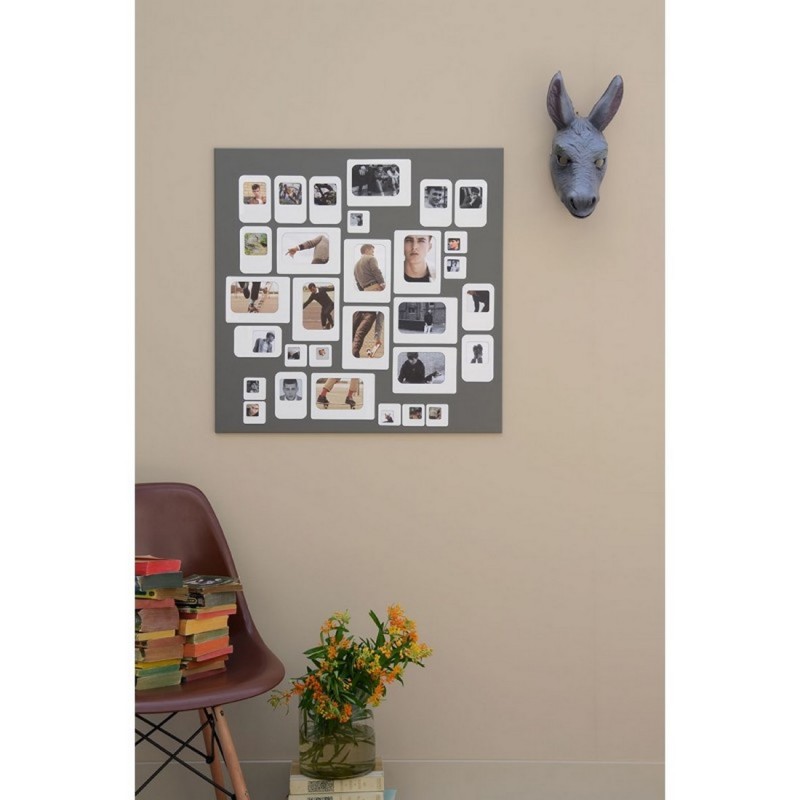 presse citron cadre photo mural pele mele magnetique design gris