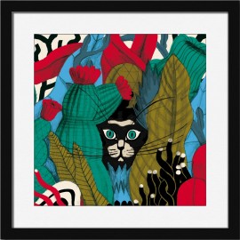 Katzengemälde-Poster mit schwarzem Rahmen Miho Find Me!