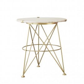 bloomingvile table d appoint ronde marbre blanc laiton fleur de sel