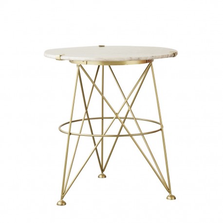 Table d'appoint ronde marbre blanc laiton Bloomingvile Fleur de sel