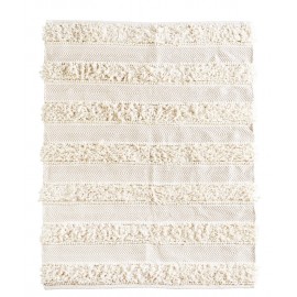 madam stoltz tapis chindi blanc ecru et dore franges 120 x 180 cm
