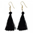 madam stoltz boucles d oreilles pompons noirs