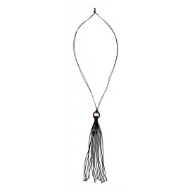 Collier sautoir pompon en perles noires Madam Stoltz