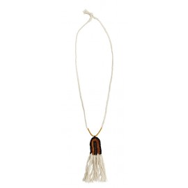 Collier ethnique coton blanc orange noir Madam Stoltz