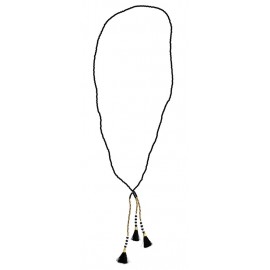 Collier perles noires et pompons Madam Stoltz