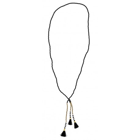 collier perles noires et pompons madam stoltz