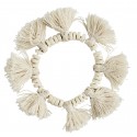 madam stoltz bracelet coton blanc pompons perles