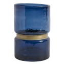 nordal ring vase verre bleu bande doree 8937