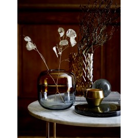 bloomingville vase verre souffle bicolore transparent jaune 31409687